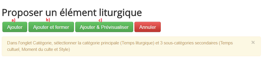 Proposer un élément du culte 7